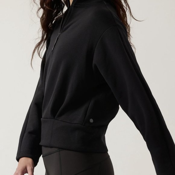 NWT Athleta Altitude Polartec Half Zip Sweatshirt Size Small Black Color - Picture 4 of 10